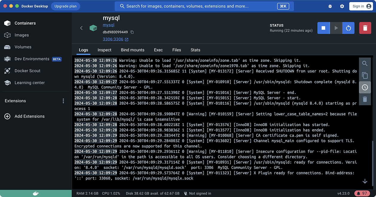 docker-mysql-log